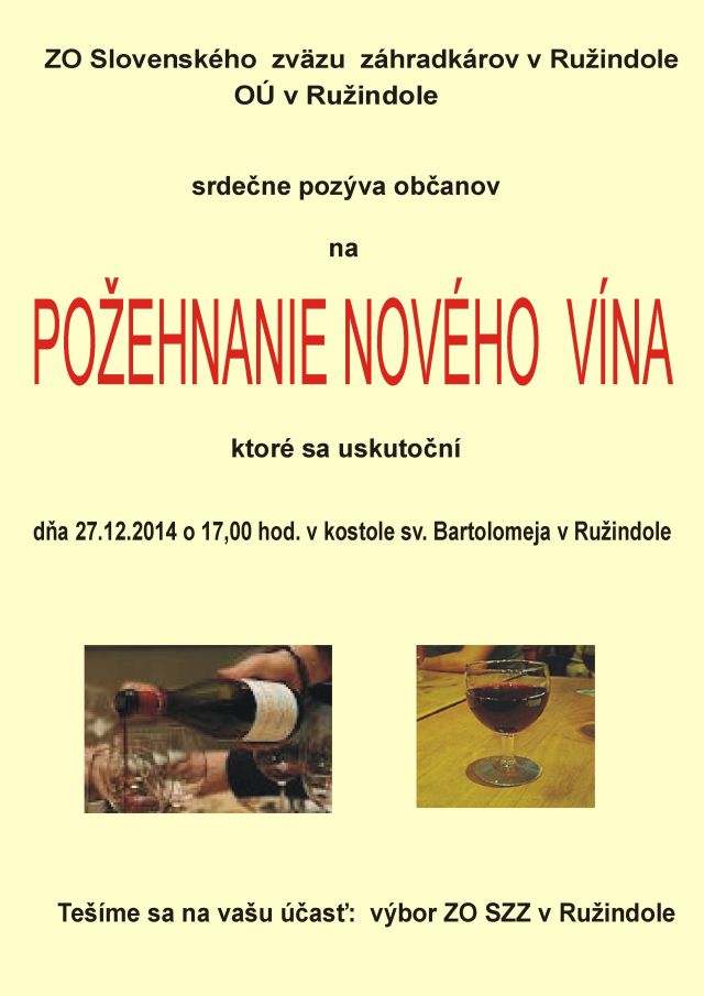 Po�ehnanie nov�ho v�na Ru�indol