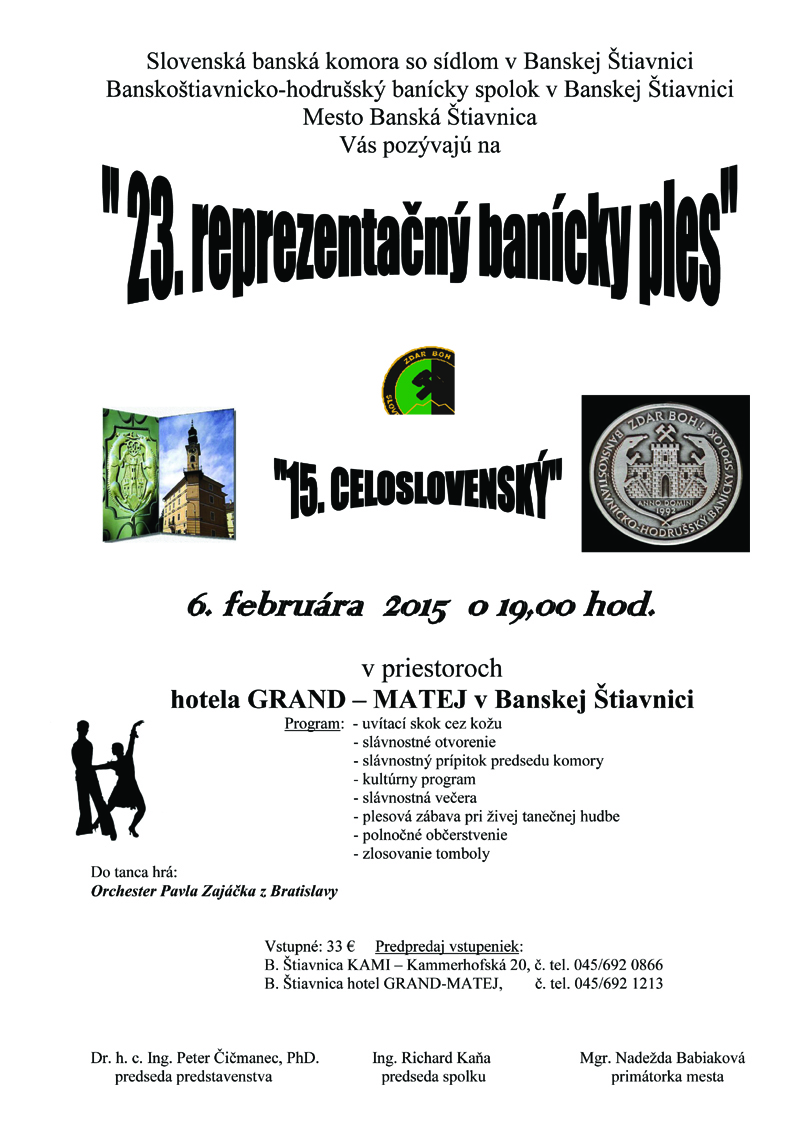 23. reprezentačný banícky ples, 15. celoslovenský Banská Štiavnica 2015