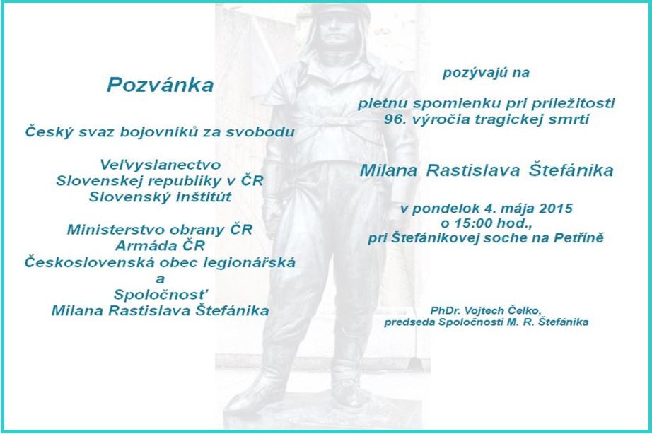 Pietna spomienka pri príležitosti 95. výročia tragickej smrti Milana Rastislava Štefánika Praha 2015