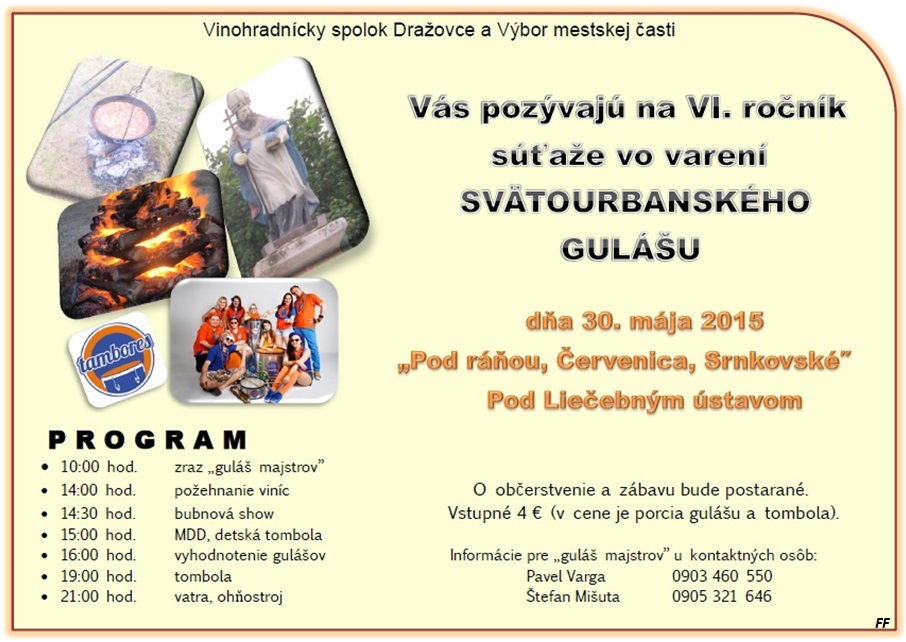 VI. ročník súťaže vo varení Svätourbanského gulášu 2015 Dražovce