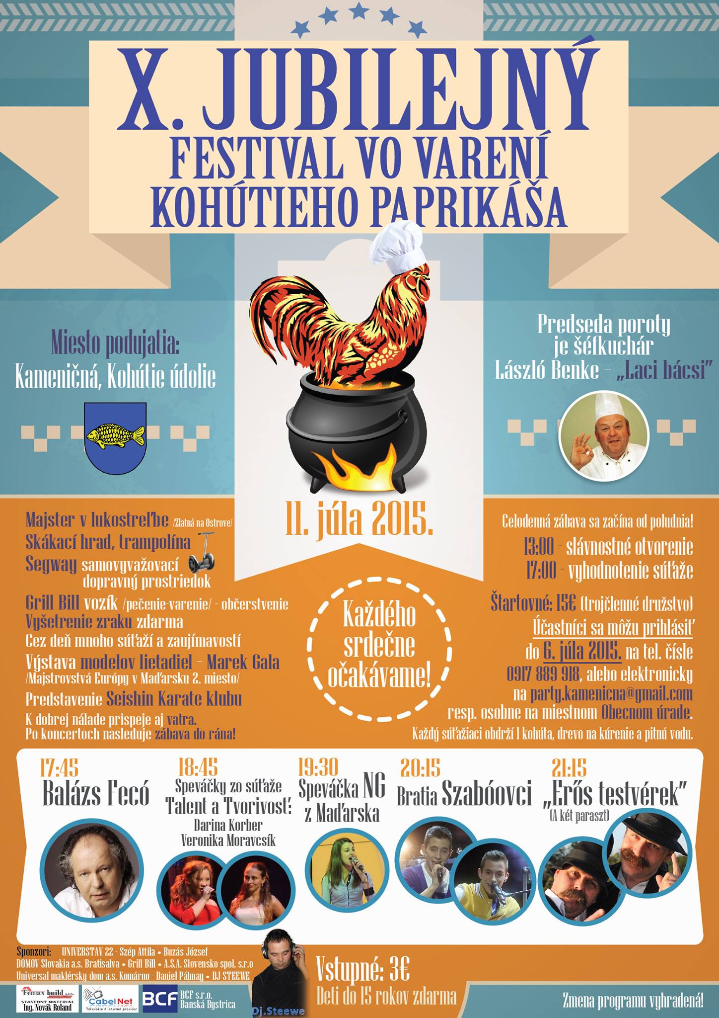 Súťaž v príprave perkeltu z kohútov Kameničná 2015 - 10. ročník medzinárodného festivalu netypickej gastronómie