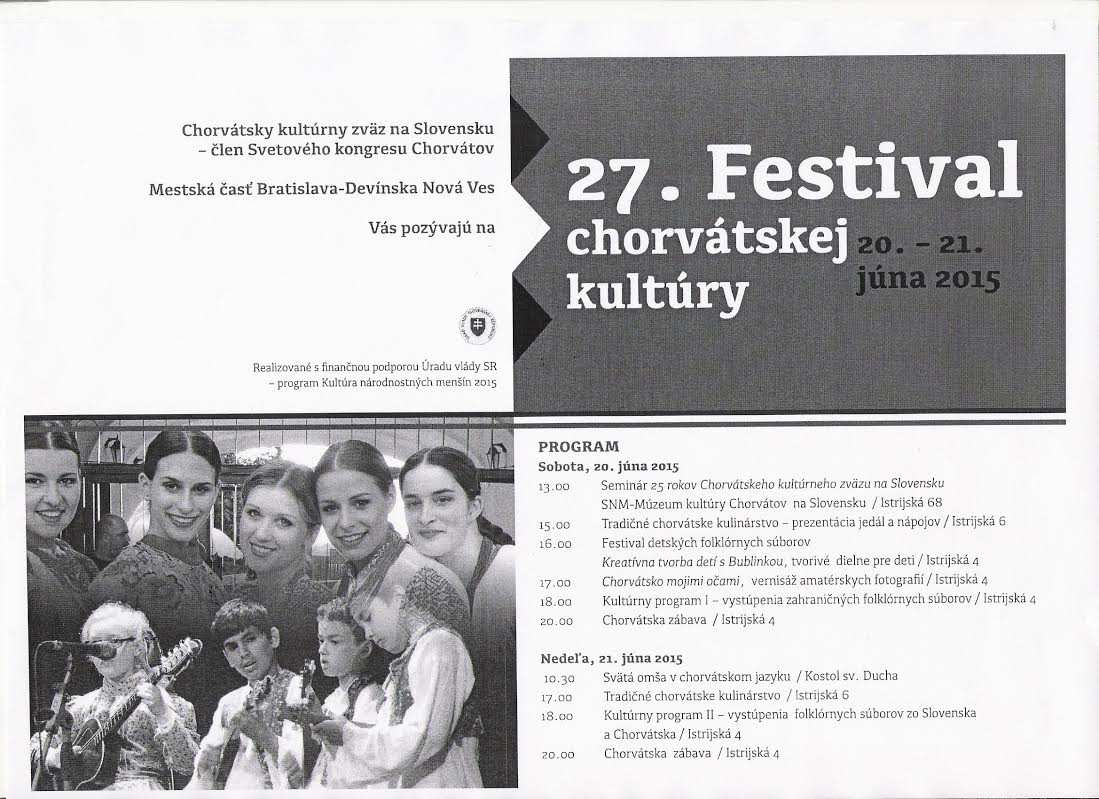 27. Festival chorvátskej kultúry 2015 Devínska Nová Ves