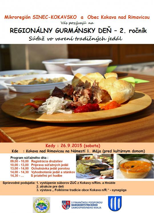 REGIONÁLNY GURMÁNSKY DEŇ 2015 – 2. ročník Súťaže vo varení tradičných jedál regiónu