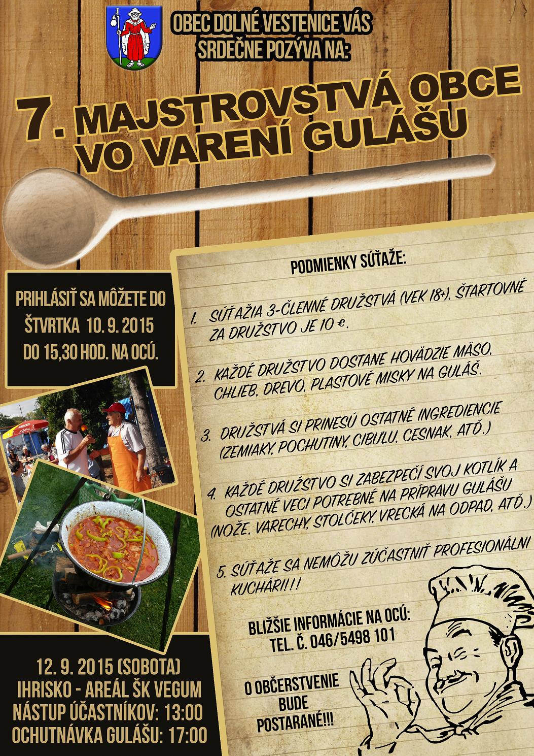 Súťaž vo varení gulášu Dolné Vestenice 2015 - 7. ročník