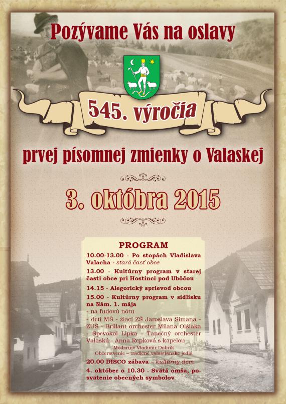 Dni obce Valask 2015 - 545. vroia prvej psomnej zmienky o obci