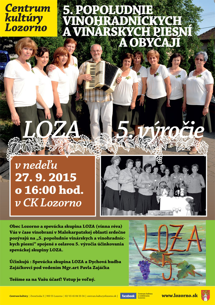5. popoludnie vin�rskych a vinohradn�ckych piesn� Lozorno 2015