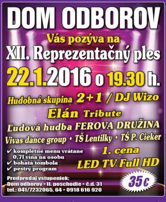 XII. reprezentačný ples Domu odborov Žilina 2016