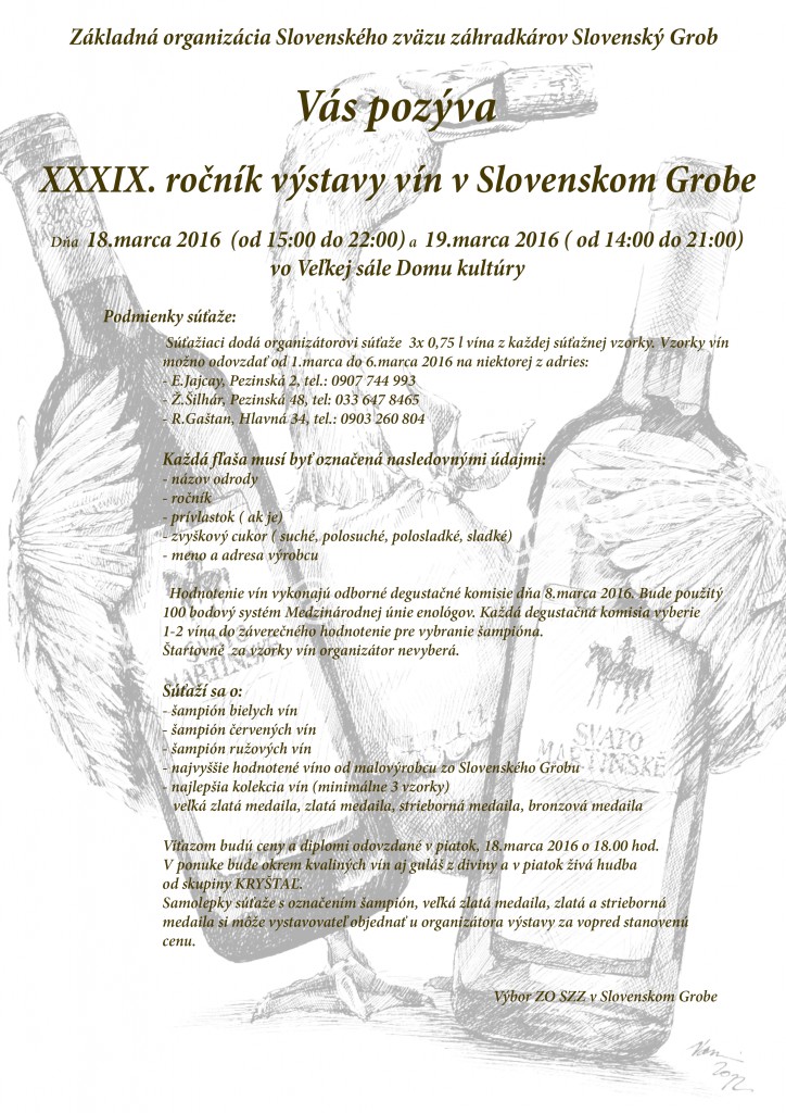 Výstava vín v Slovenskom Grobe 2016 – 39. ročník