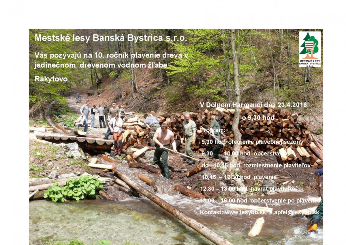Plavenia dreva v drevenom vodnom žľabe Rakytovo 2016 - 10. ročník