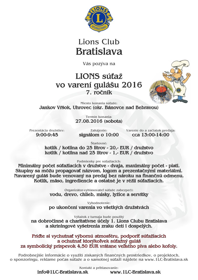 LIONS súťaž vo varení gulášu Jankov Vŕšok  2016 - 7. ročník