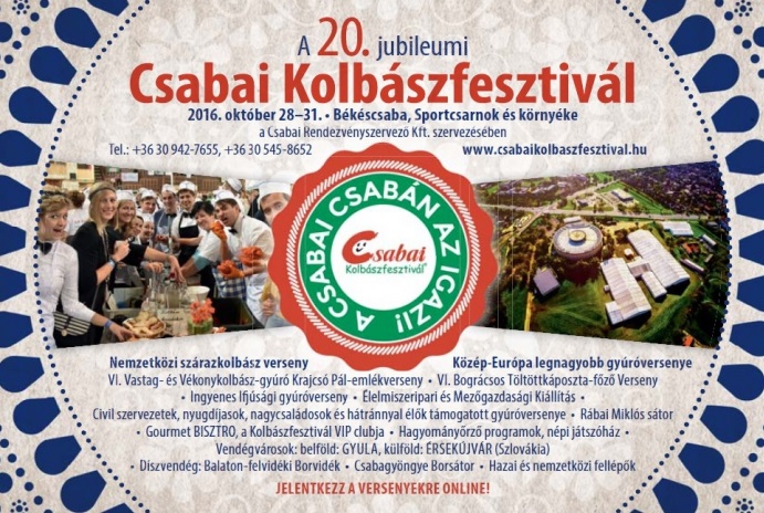 Čabianský klobásovy festival / Csabai Kolbászfesztivál Békéscsaba 2016 - 20. ročník