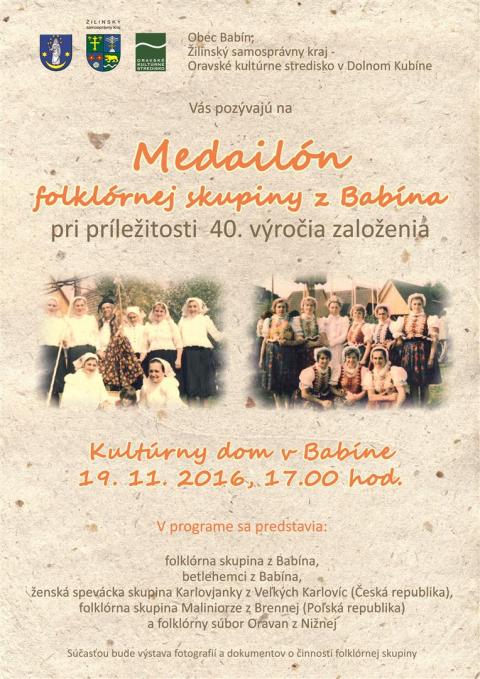 Medailn folklrnej skupiny z Babna 2016 - 40. vroia zaloenia