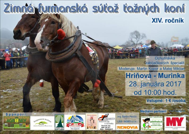Zimná furmanská súťaž ťažných koní Hriňová 2017 - 14. ročník