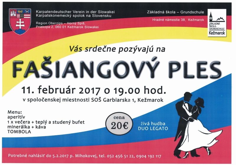 Fašiangový ples Karpatsko-nemeckého spolku Kežmarok 2017