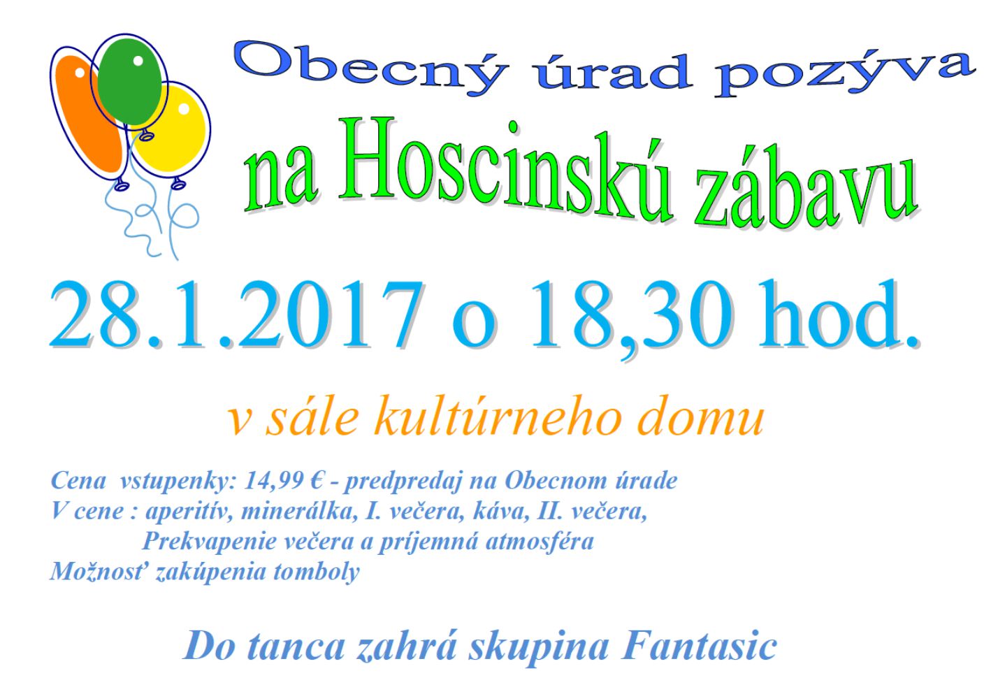 Hoscinská zábava Chminianska Nová Ves 2017