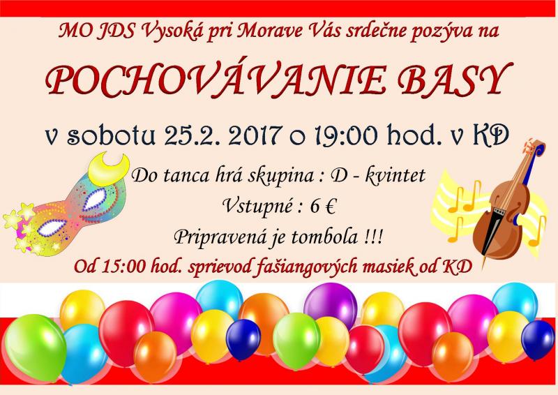 Pochovvanie basy Vysok pri Morave 2017