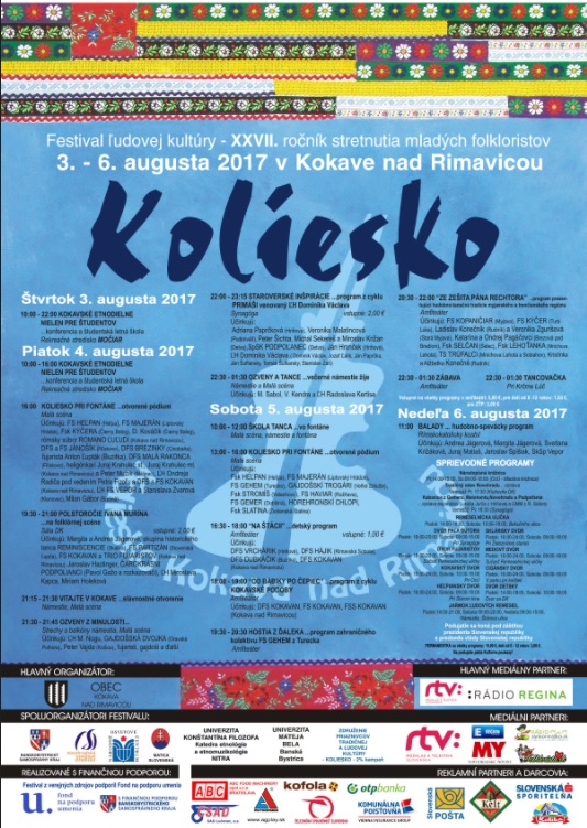 KOLIESKO 2017 Kokava nad Rimavicou XXVII. ročník - Festival ľudovej kultúry - stretnutie mladých folkloristov