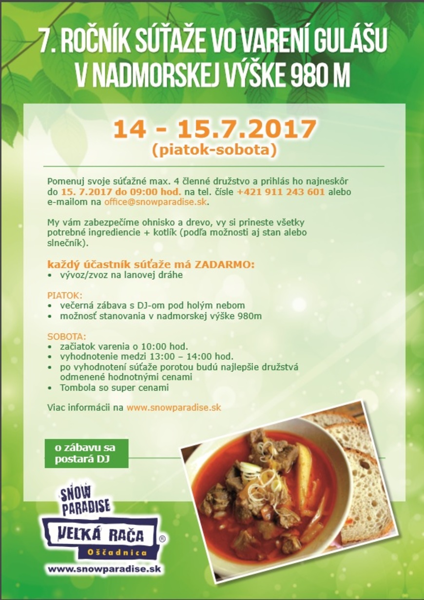 Súťaž vo varení gulášu na Veľkej Rači 2017 - 7. ročník