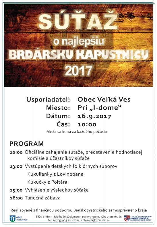 Súťaž o najlepšiu brdársku kapustnicu 2017 Veľká Ves - 8. ročník