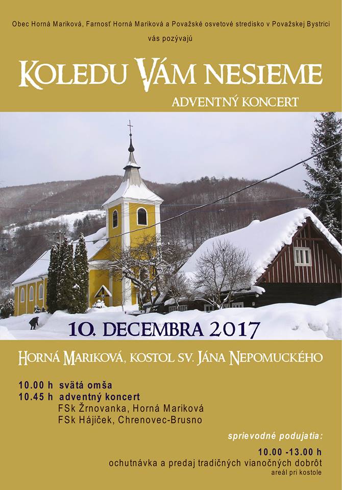 Koledu Vm nesieme - adventn koncert 2017 Horn Marikov