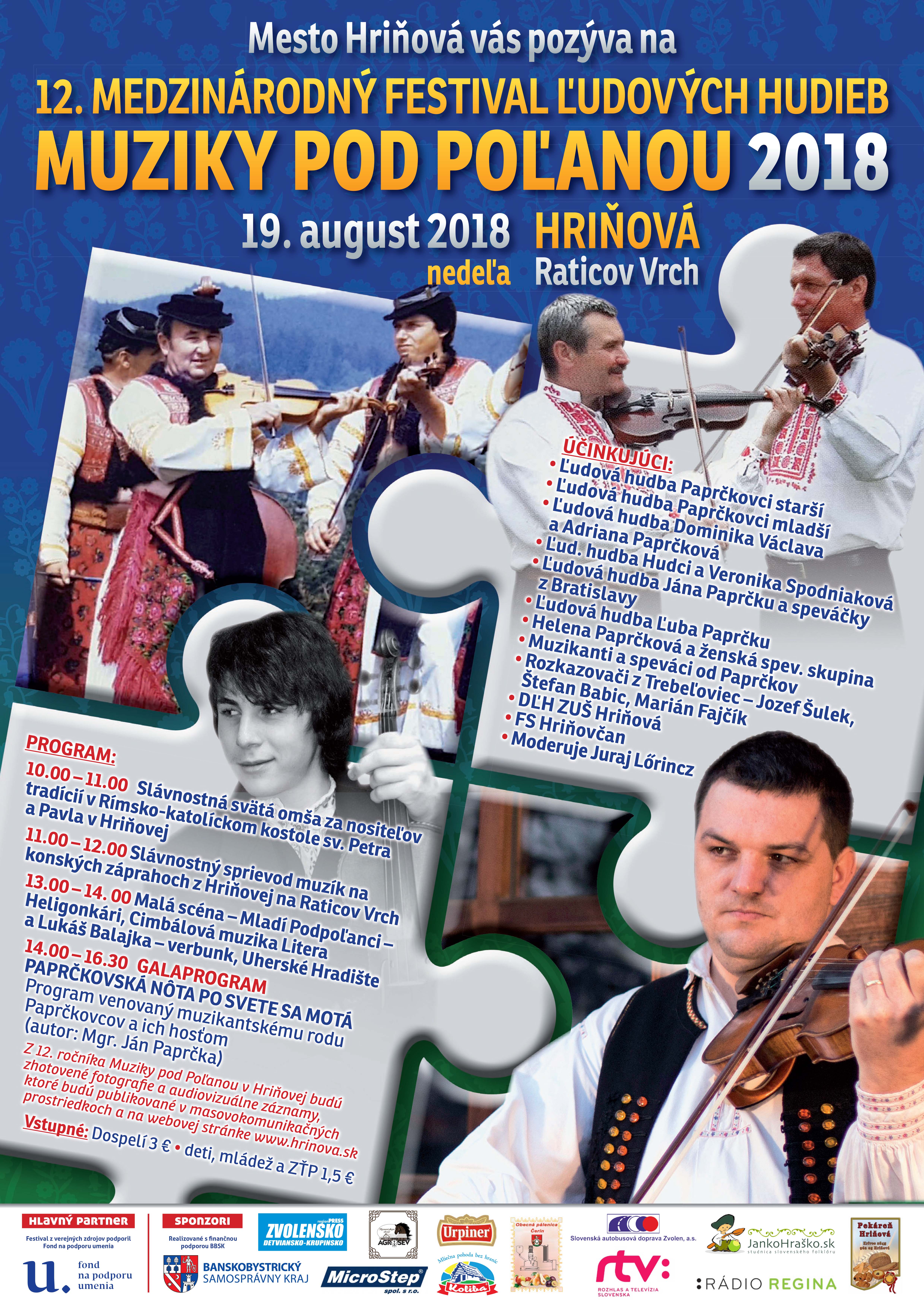 Muziky pod Poanou 2018 Hriov - 12. ronk 
