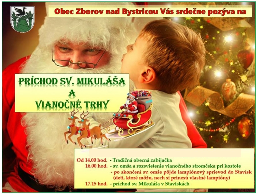 Príchod sv. Mikuláša a Vianočné trhy Zborov nad Bystricou 2018