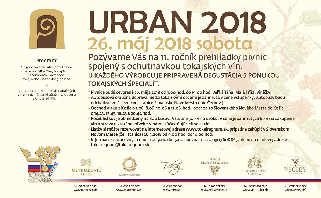 Urban 2018 - požehnanie mladého tokajského vína - 11. ročník