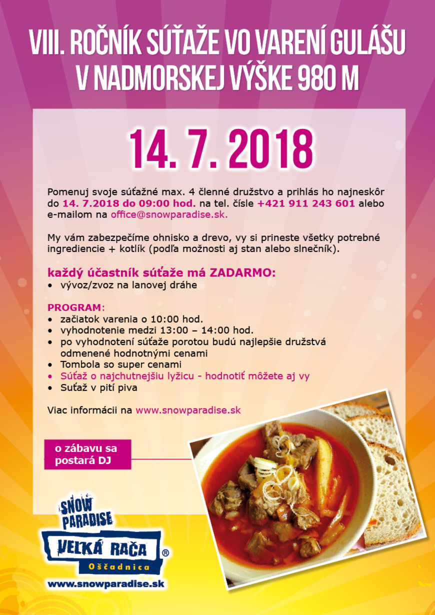 Súťaž vo varení gulášu na Veľkej Rači 2018 - 8. ročník