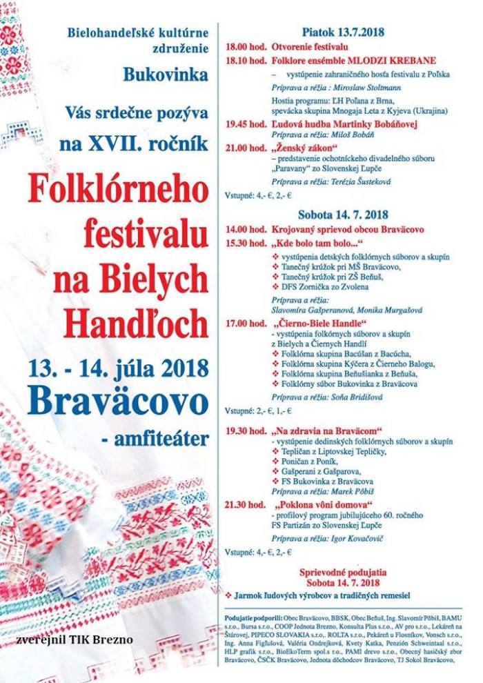Folklórny festival na Bielych Handľoch 2018 Braväcovo - 17. ročník