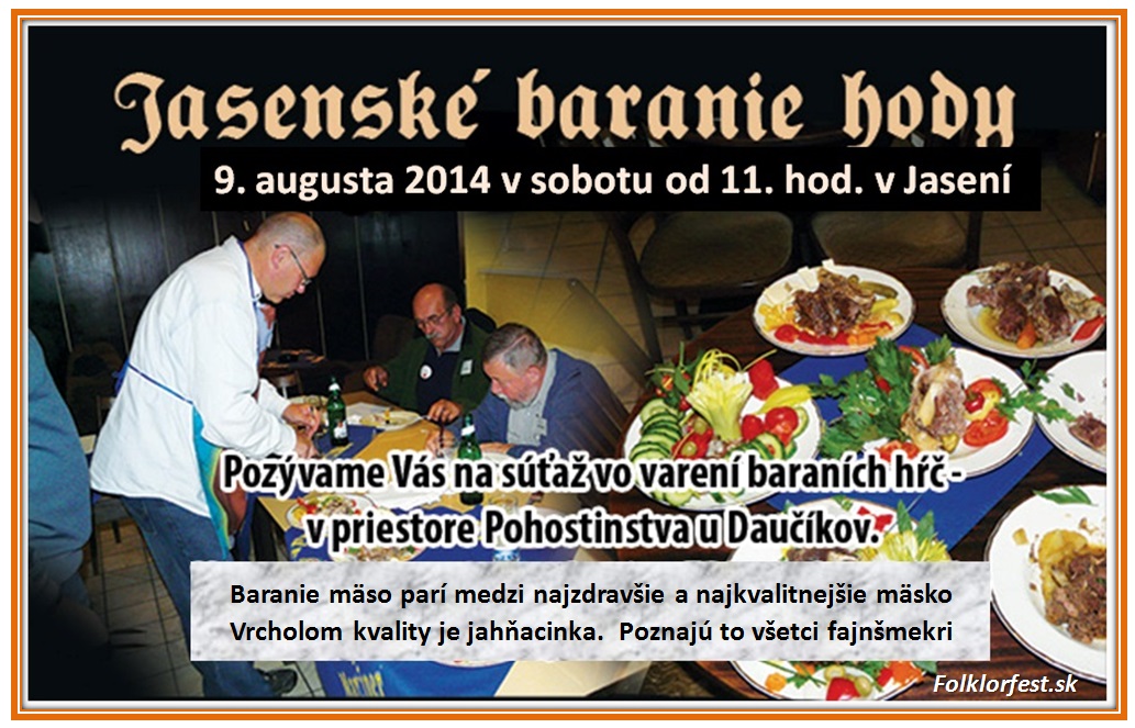 Jasenské baranie hody - Súťaž vo varení baraních hŕč 2014 Jasenie - 7. ročník