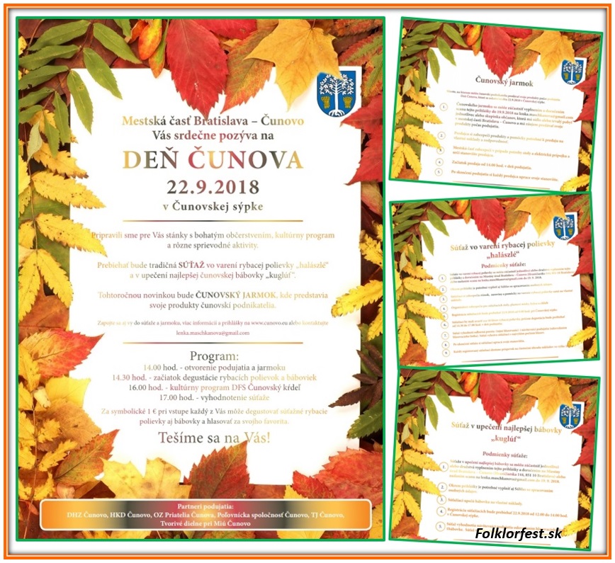 Deň Čunova 2018 - 11. ročník, Čunovský jarmok a súťaž vo varení rybacej polievky a pečení bábovky