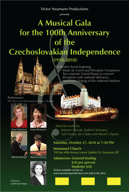 Gala Koncert  pri príležitosti 100. výročia založenia Československej Republiky 2018 Vancouver