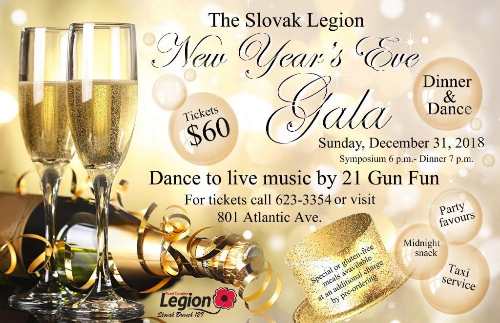 New Year’s Eve Gala at the Slovak Legion 2018 Thunder Bay