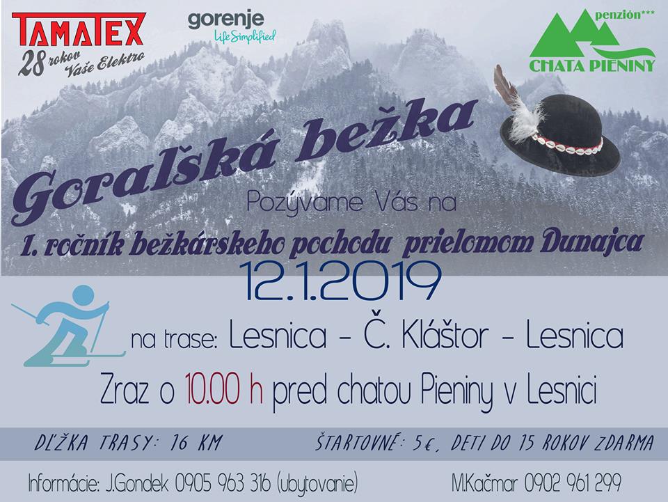 Goraľská bežka 2019 Lesnica - 1. ročník bežkárskeho pochodu prielomom Dunajca