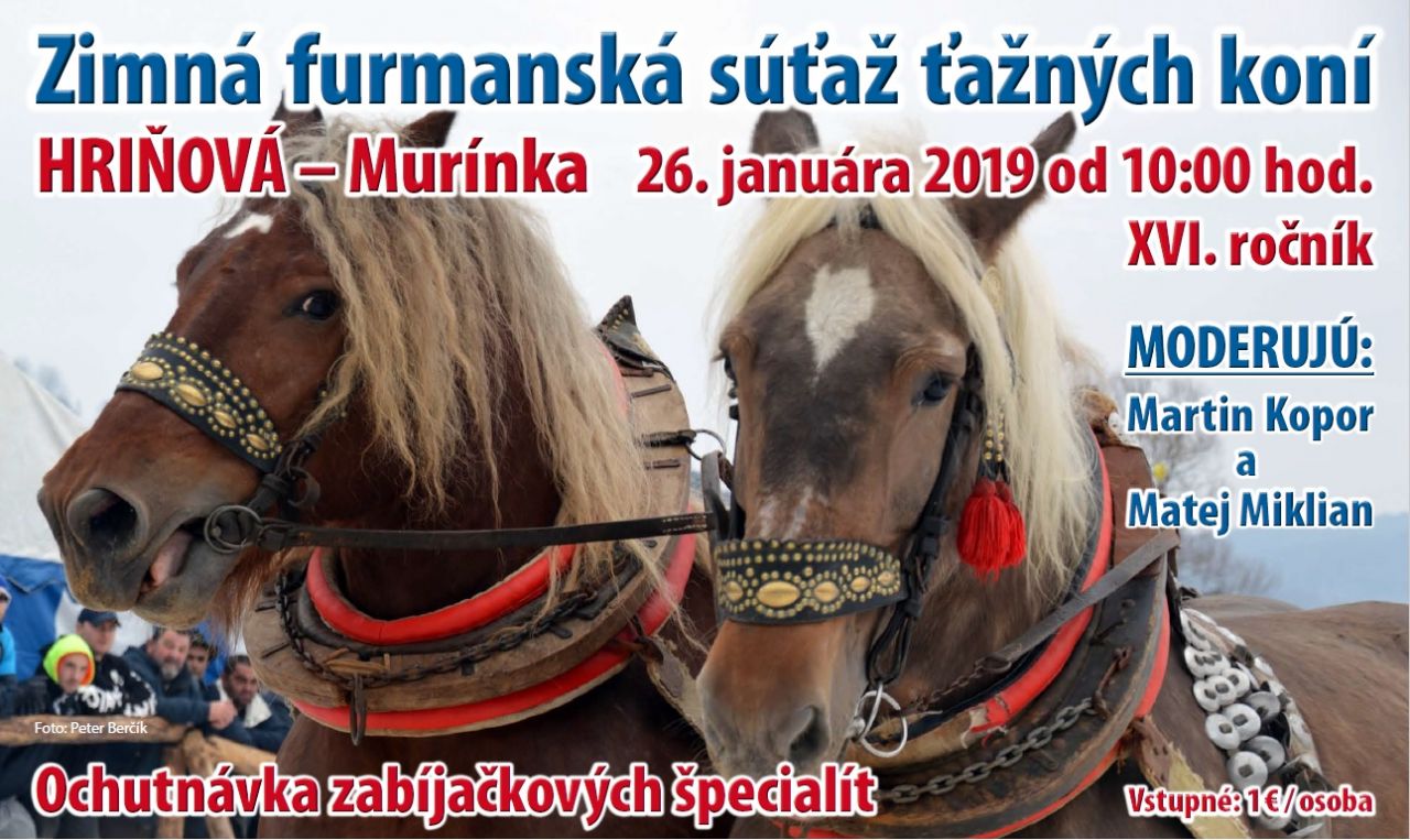Zimná furmanská súťaž ťažných koní 2019 Hriňová -  16. ročník