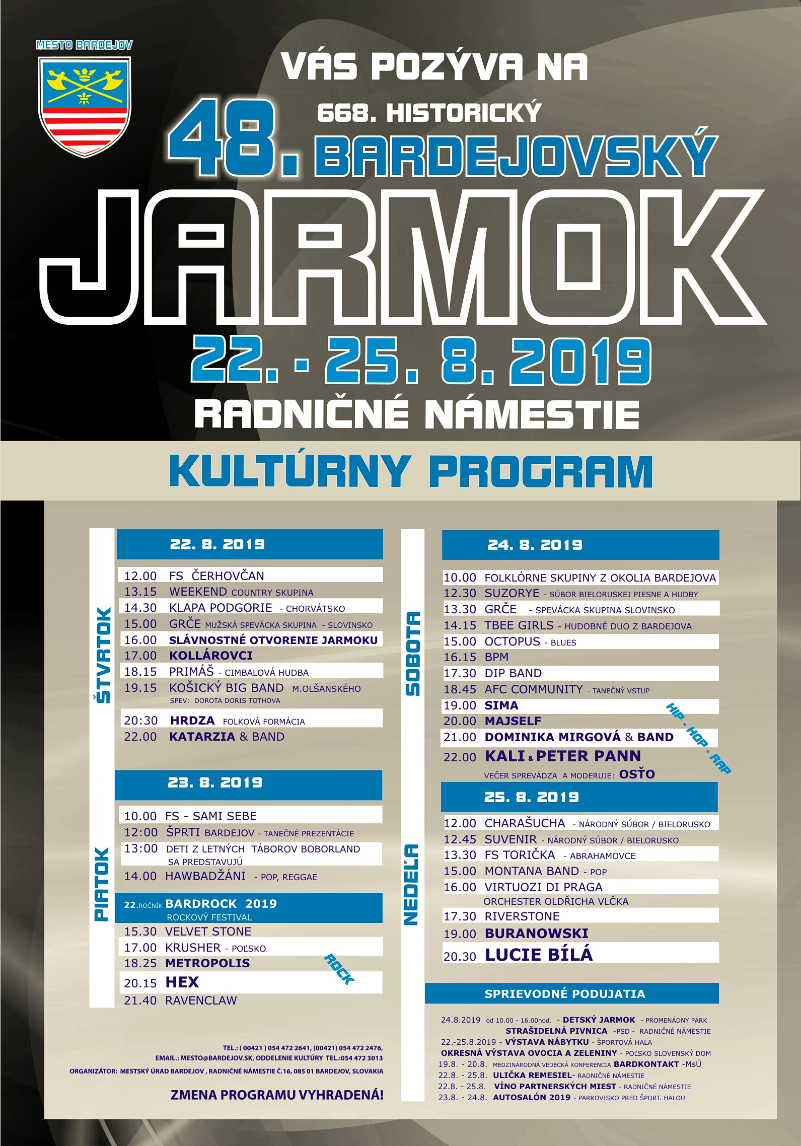 Bardejovsk jarmok 2019 - 668. ronka historickho a  48. ronka novodobho jarmoku