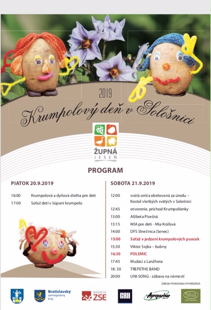 Krumpolový deň Sološnica 2019 - 12. ročník súťaže v jedzení krumpolových puacek