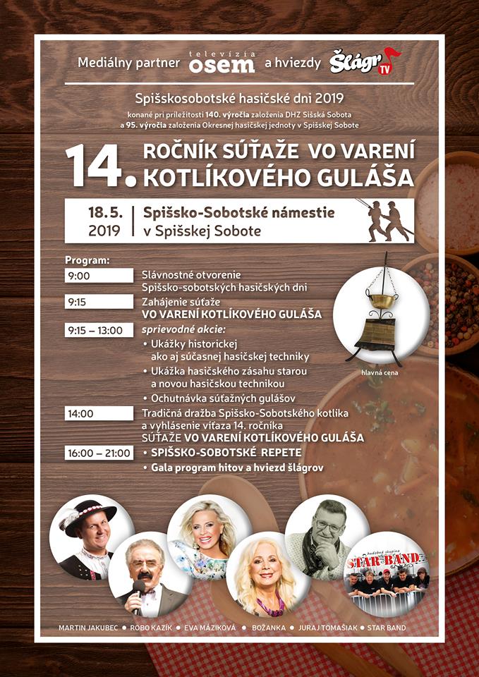 Deň Spišskej Soboty - 14. ročník súťaže o putovný spišskosobotský kotlík  vo varení gulášu