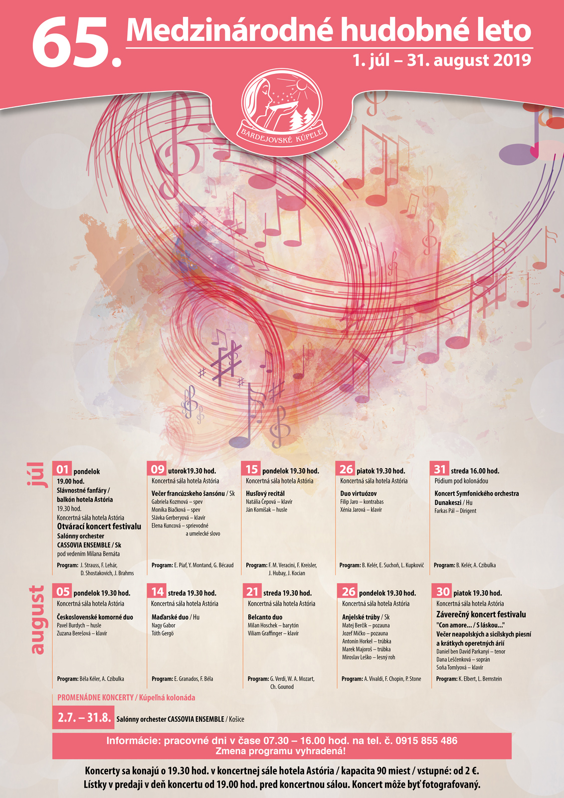 65. Medzinárodné hudobné leto 2019 Bardejov