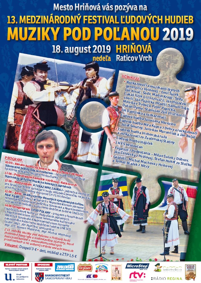 Muziky pod Poanou 2019 Hriov - 13. ronk medzinrodnho festivalu udovch hudieb